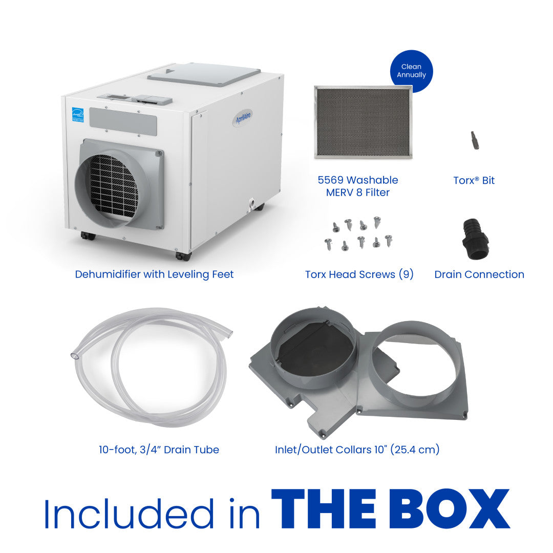AprilAire E130C Dehumidifier Box Contents Web Ready Photo