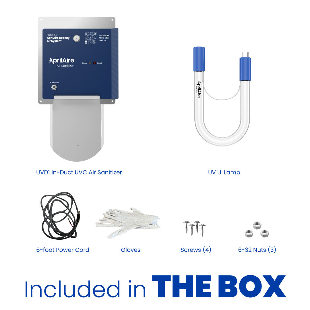 AprilAire Uvd1 Uvc In Duct Air Sanitizer Box Contents Web Ready Photo