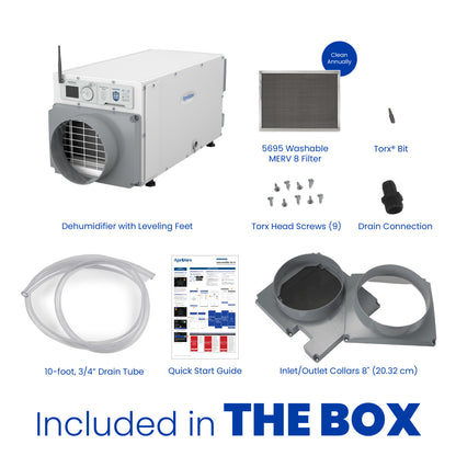 AprilAire E070W Dehumidifier Box Contents Web Ready Photo