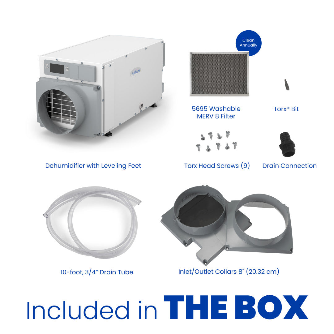 AprilAire E070 Dehumidifier Box Contents Web Ready Photo