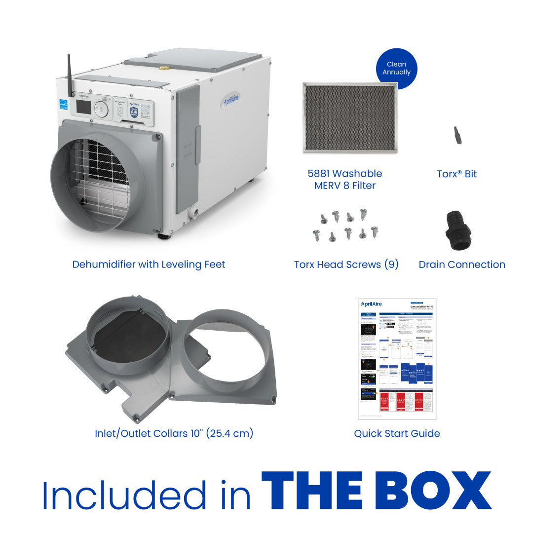 AprilAire E080W Dehumidifier Box Contents Web Ready Photo