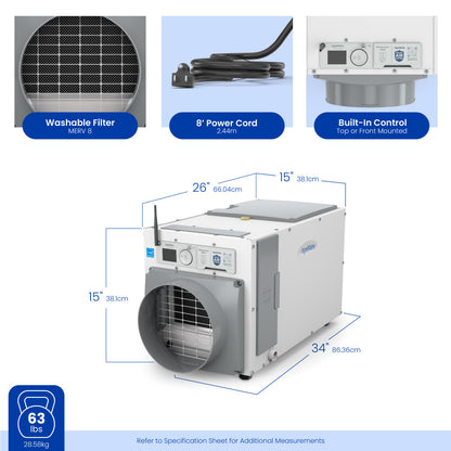 AprilAire E080W Dehumidifier Size Measurements Web Ready Photo