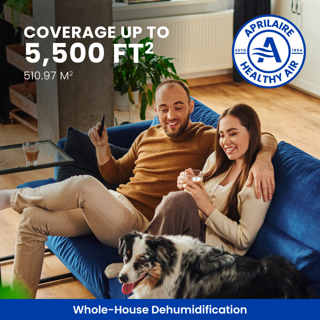 AprilAire E100W Dehumidifier Coverage Web Ready Lifestyle Photo