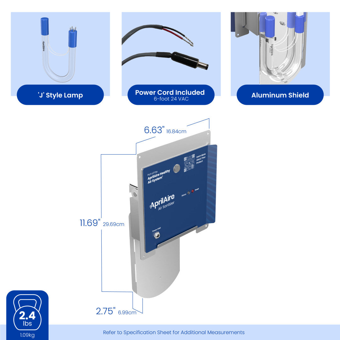 AprilAire Uvd1 Uvc In Duct Air Sanitizer Size Dimensions Web Ready Photo