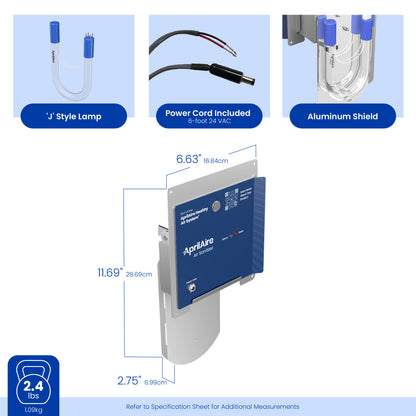 AprilAire Uvd1 Uvc In Duct Air Sanitizer Size Dimensions Web Ready Photo