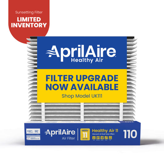 AprilAire 110 Air Filter 1 Pack Web Ready Sunsetting Hero Photo