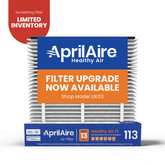 AprilAire 113 Air Filter 1 Pack Web Ready Sunsetting Hero Photo