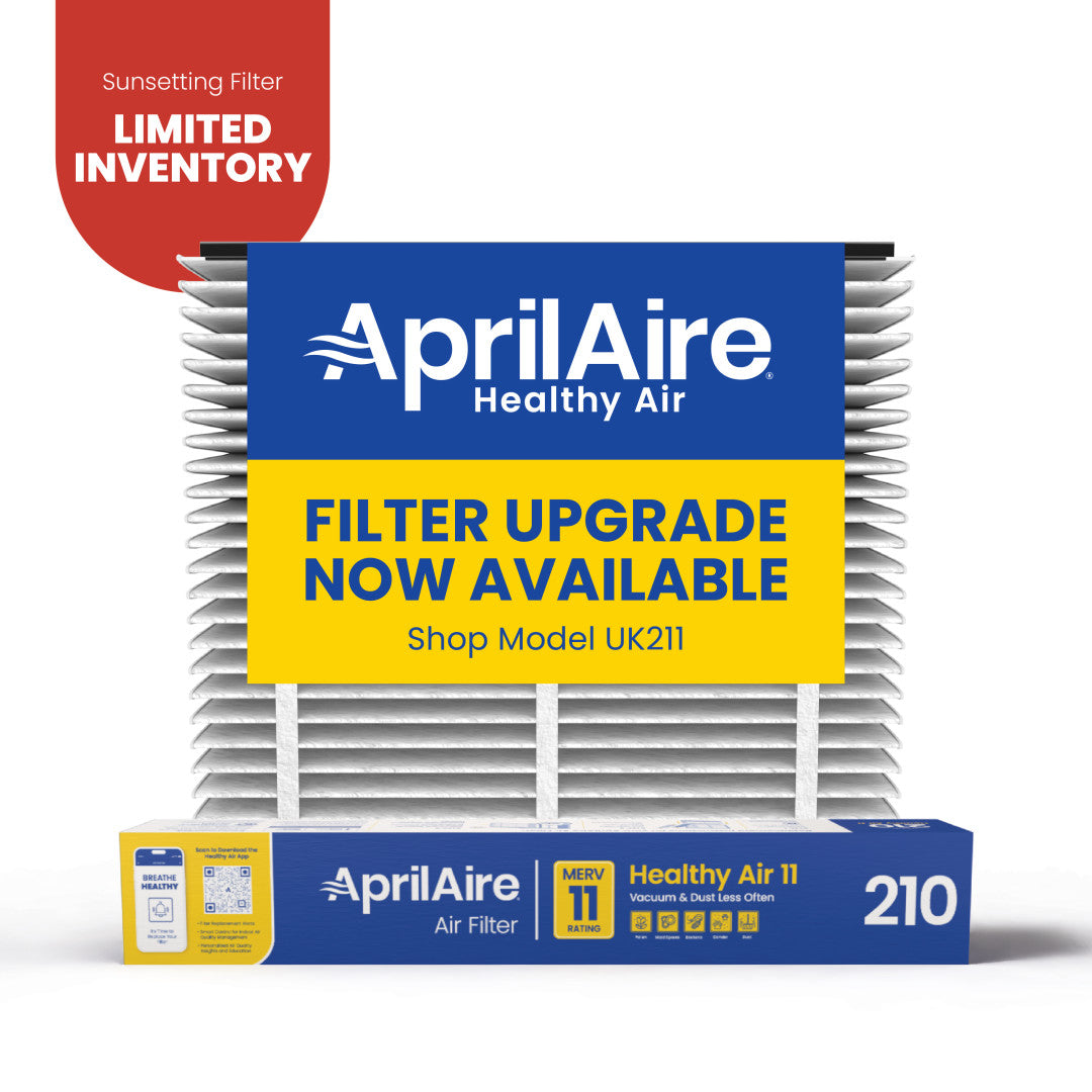AprilAire 210 Air Filter 1 Pack Web Ready Sunsetting Hero Photo