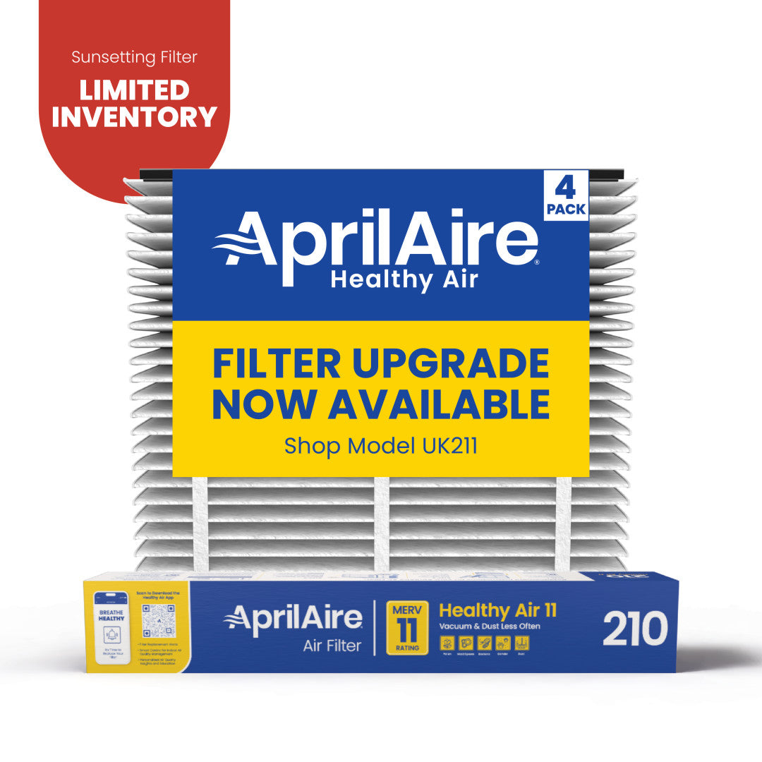 AprilAire 210 Air Filter 4 Pack Web Ready Sunsetting Hero Photo