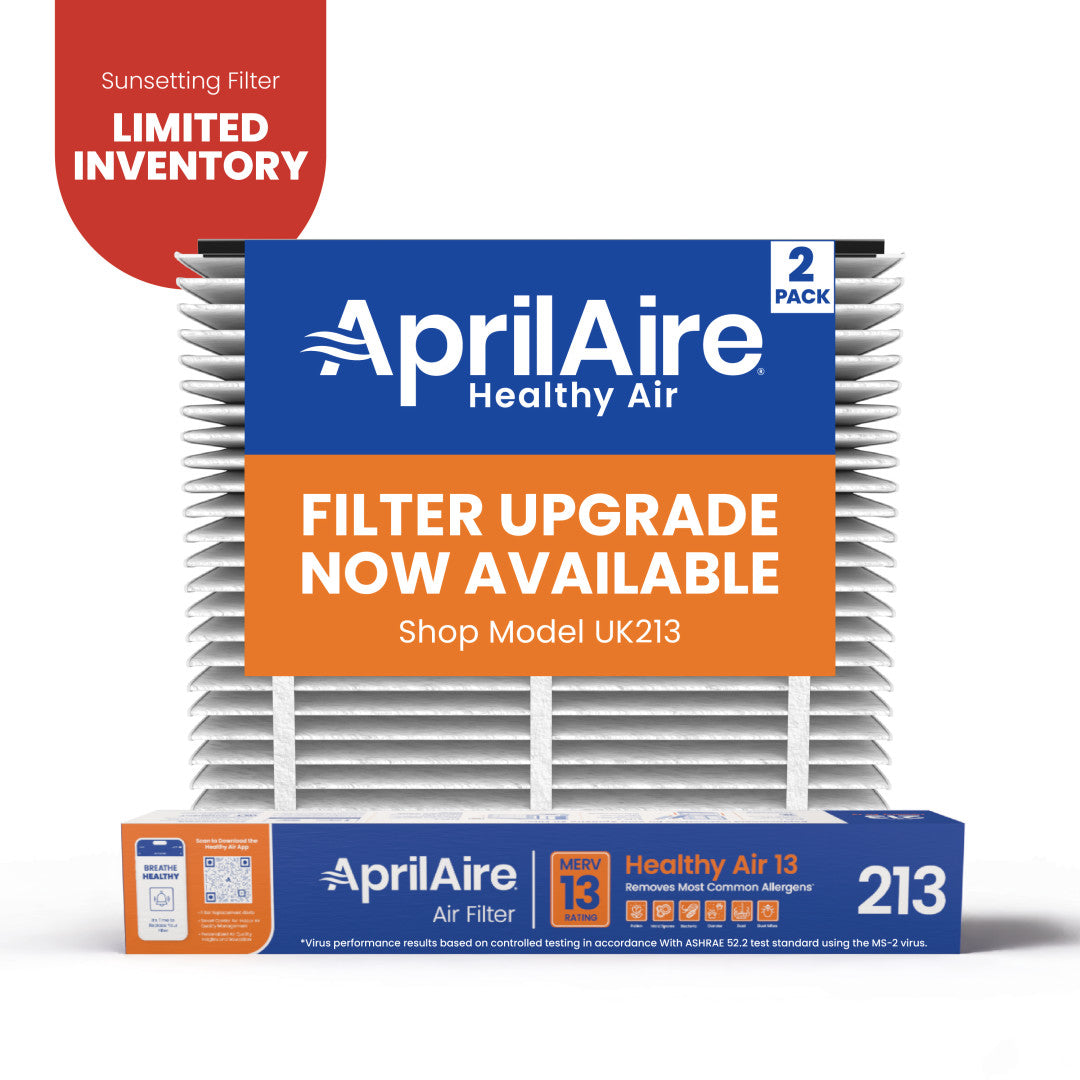 AprilAire 213 Air Filter 2 Pack Web Ready Sunsetting Hero Photo