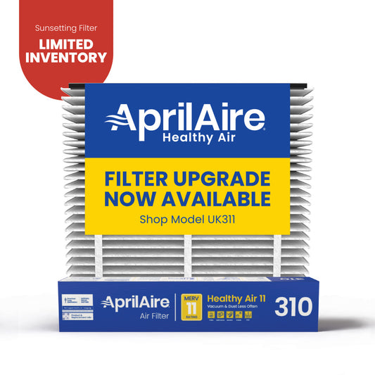 AprilAire 310 Air Filter 1 Pack Web Ready Sunsetting Hero Photo