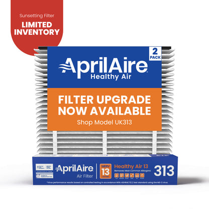 AprilAire 313 Air Filter 2 Pack Web Ready Sunsetting Hero Photo