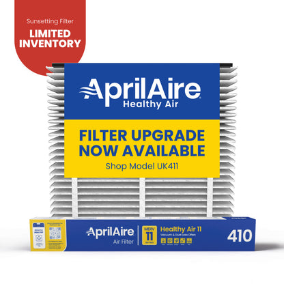 AprilAire 410 Air Filter 1 Pack Web Ready Sunsetting Hero Photo