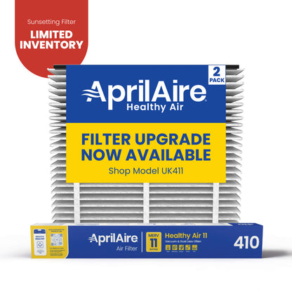 AprilAire 410 Air Filter 2 Pack Web Ready Sunsetting Hero Photo