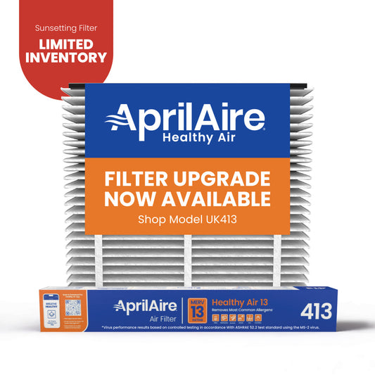 AprilAire 413 Air Filter 1 Pack Web Ready Sunsetting Hero Photo