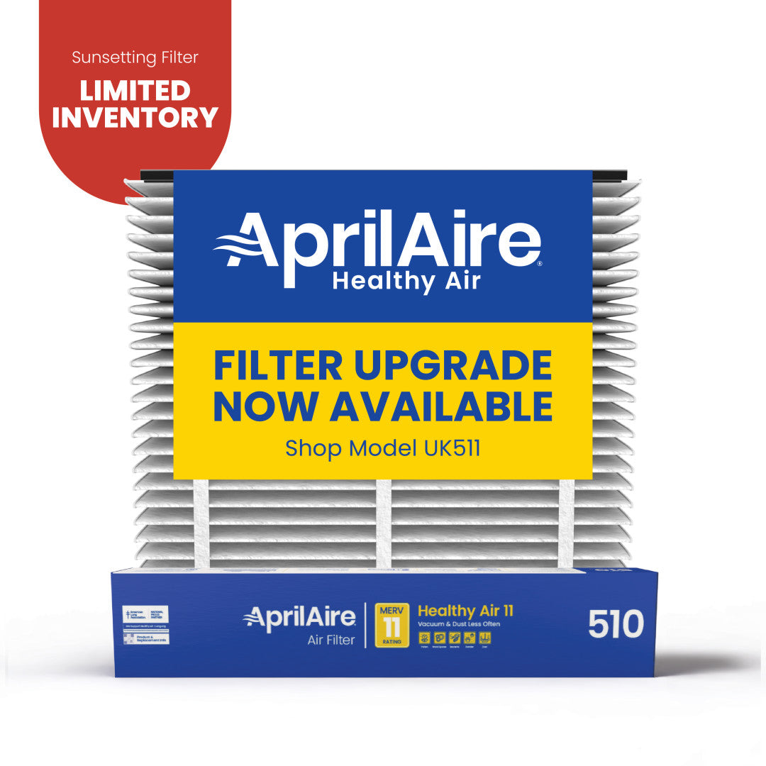 AprilAire 510 Air Filter Large 1 Pack Web Ready Sunsetting Hero Photo