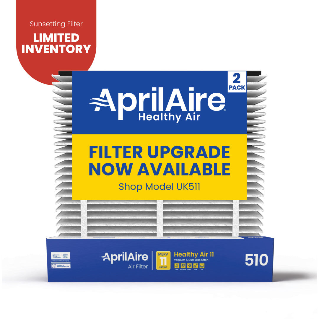 AprilAire 510 Air Filter Large 2 Pack Web Ready Sunsetting Hero Photo