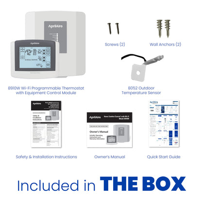 AprilAire 8910W Thermostat Box Contents Web Ready Photo