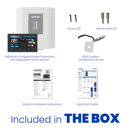 AprilAire 8920W Thermostat Box Contents Web Ready Photo