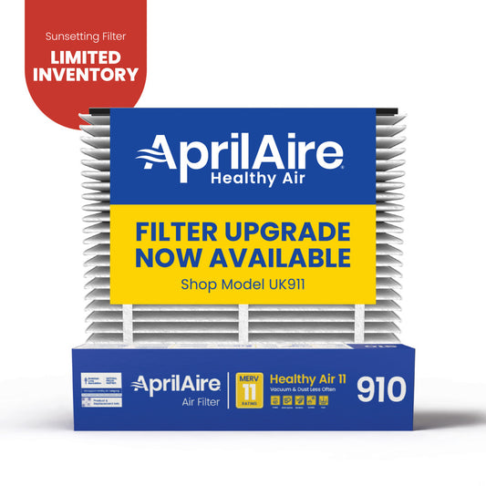 AprilAire 910 Air Filter 1 Pack Web Ready Sunsetting Hero Photo