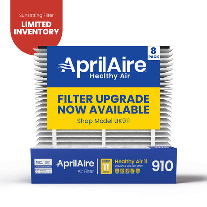 AprilAire 910 Air Filter 8 Pack Web Ready Sunsetting Hero Photo