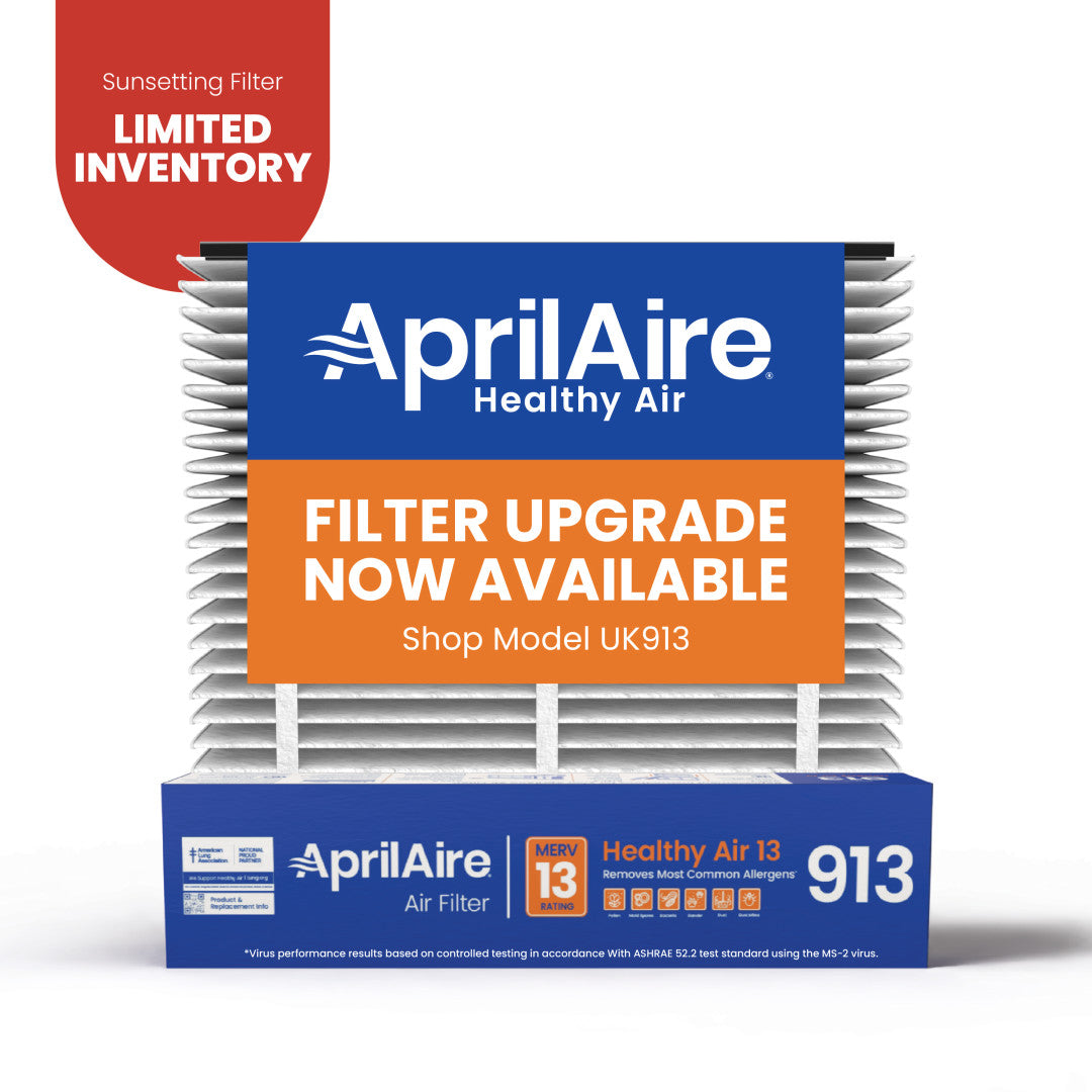 AprilAire 913 Air Filter 1 Pack Web Ready Sunsetting Hero Photo