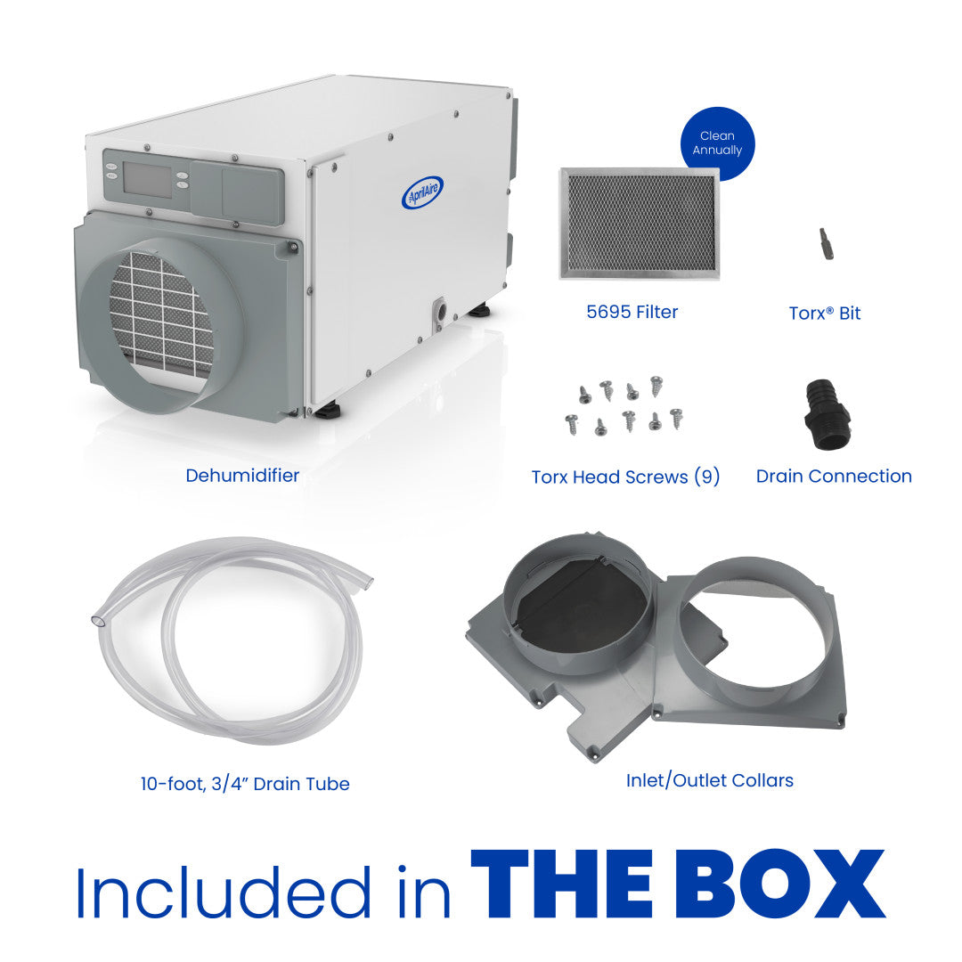 AprilAire E070 Dehumidifier Box Contents Web Ready Photo